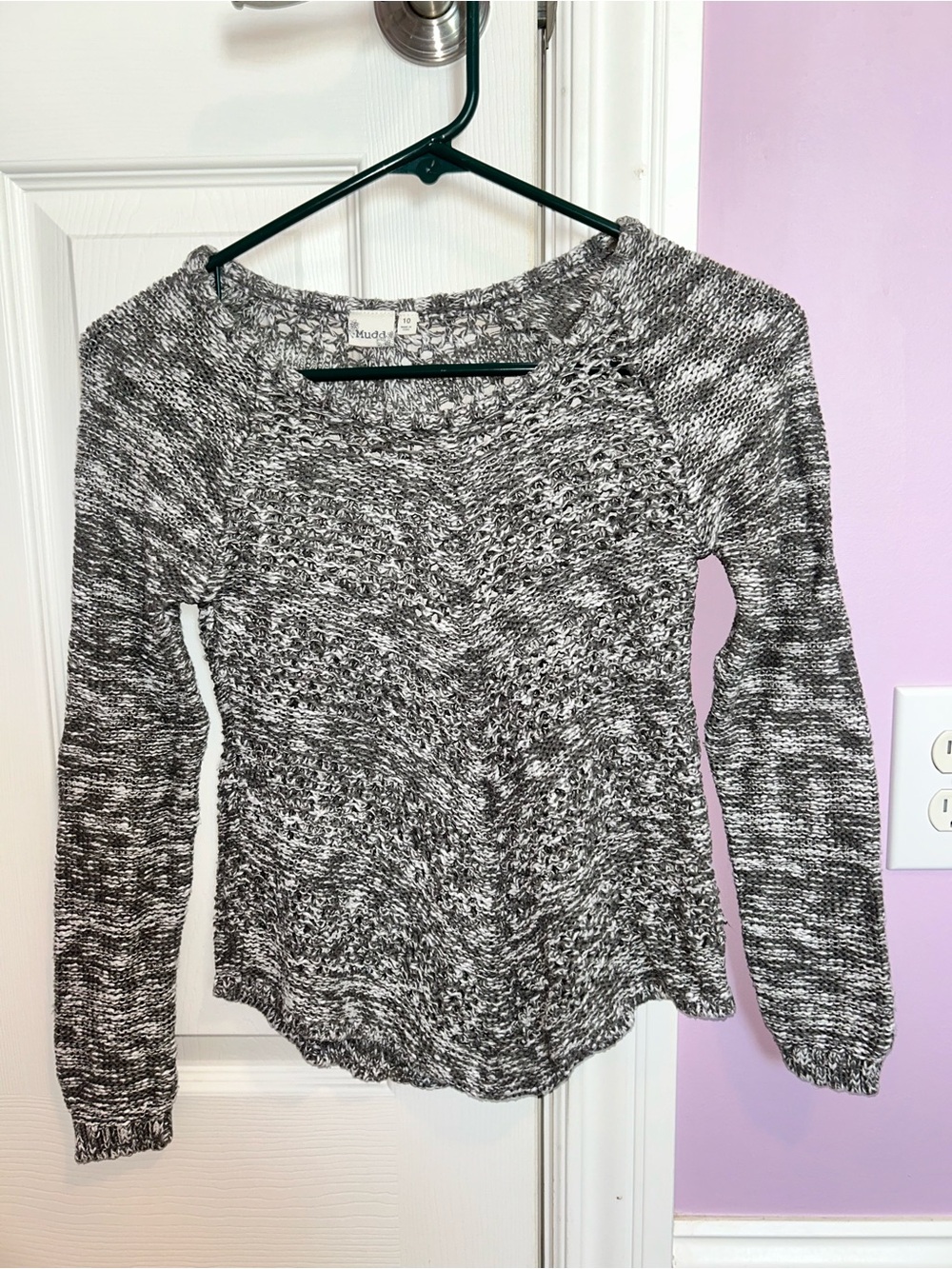 Mudd Gray and White Marled Girls Sweater Top